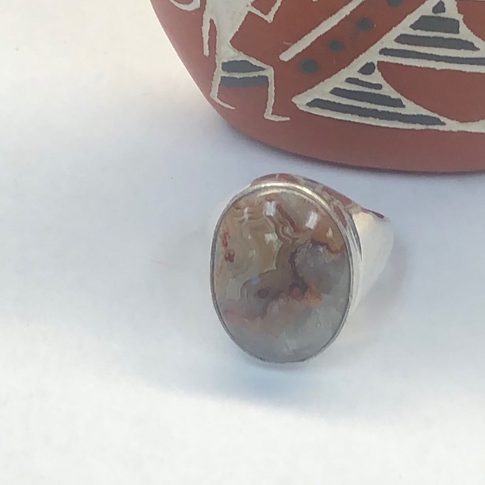 Silver Agate Ring - image 1